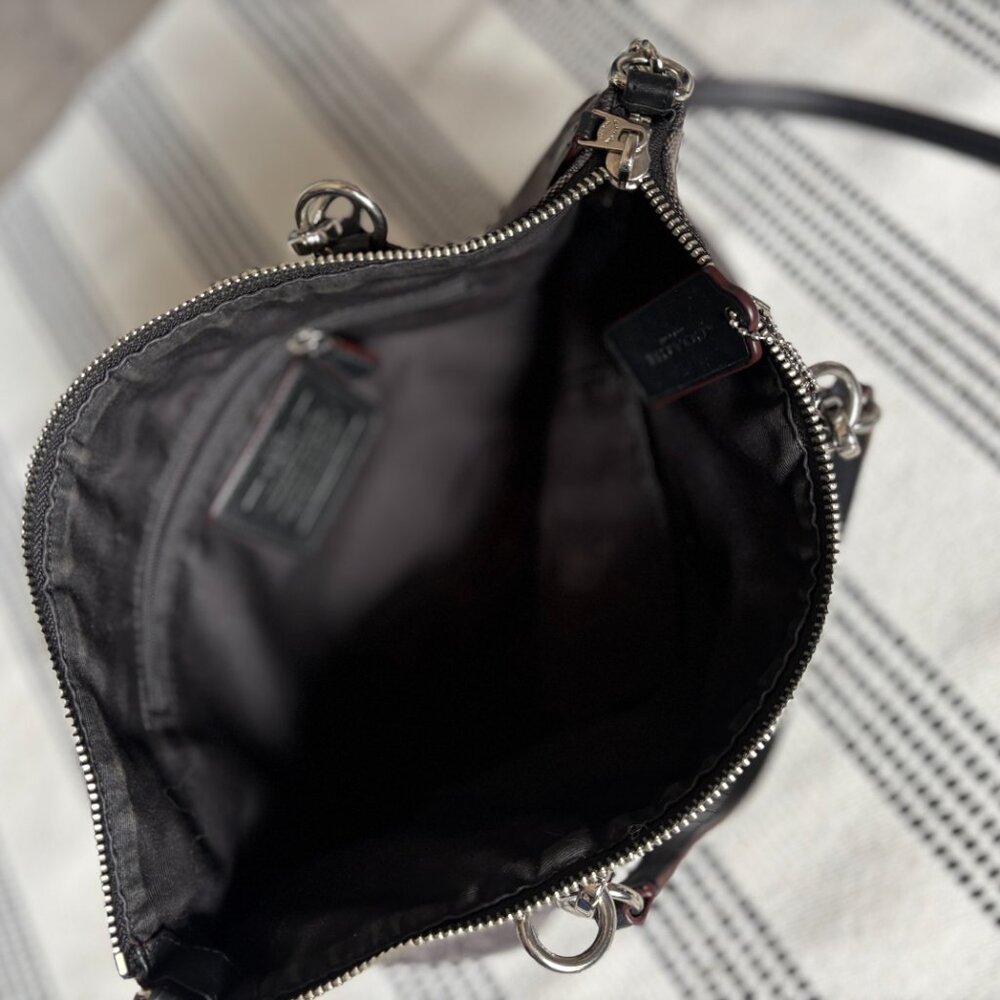 COACH Kelsey Black Monogram Canvas Satchel - Picture 7 of 11